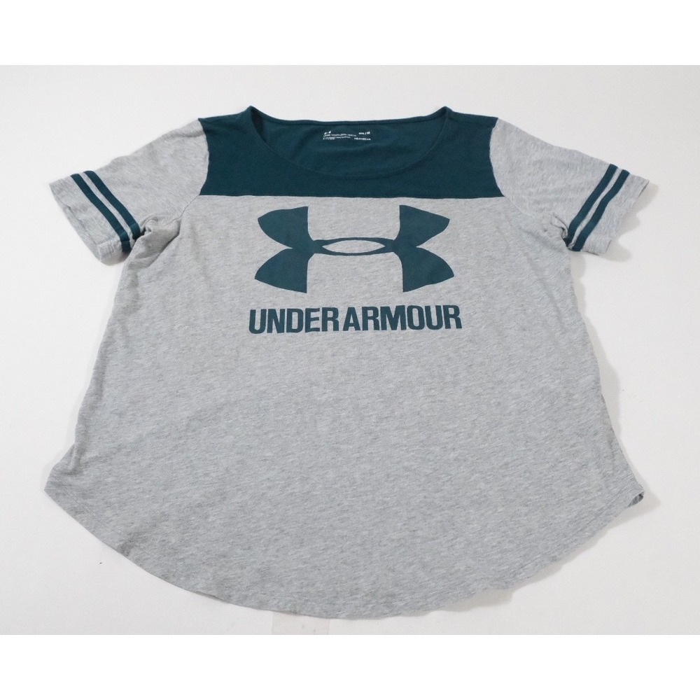 Under Armour T-Shirt Womens Medium Gray HeatGear Loose Fit Short Sleeve Athletic